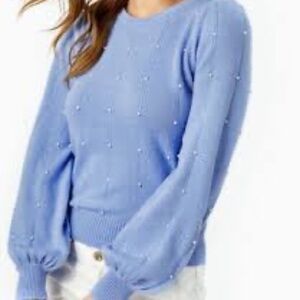 Lilly Pulitzer Geraldine Blue Pearl Sweater, Size Medium